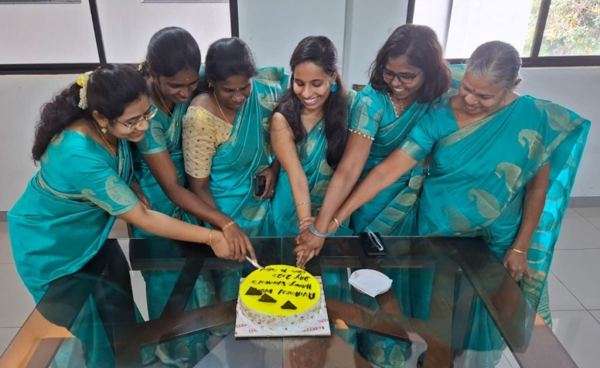 Aviagen India employees cut cake on International Women's Day